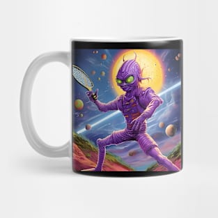 Purple Alien Playing Pickle Ball Mug